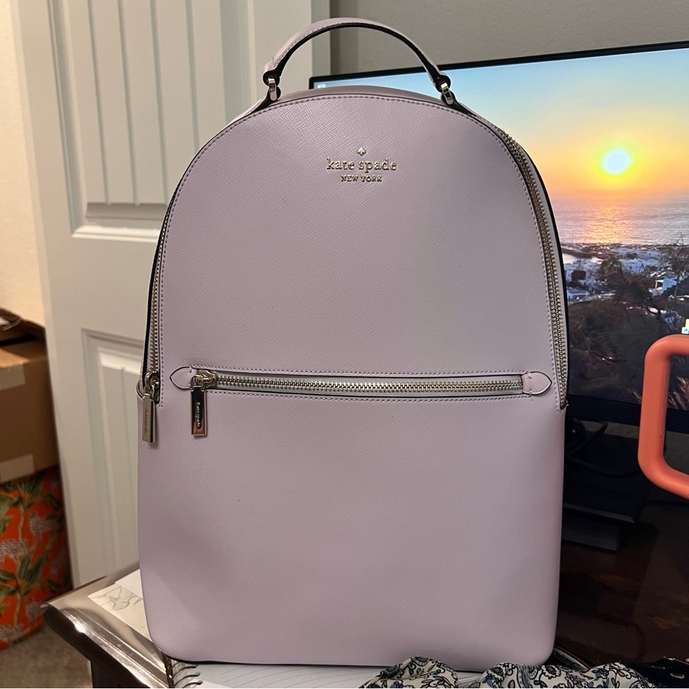 Pre-owned Kate Spade Perry Leather Large Backpack Dusty Rose